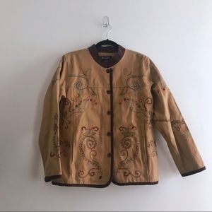 Tan embroidered jacket sz Medium